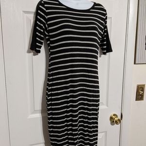 Lularoe Black & Gray Striped Dress Size S